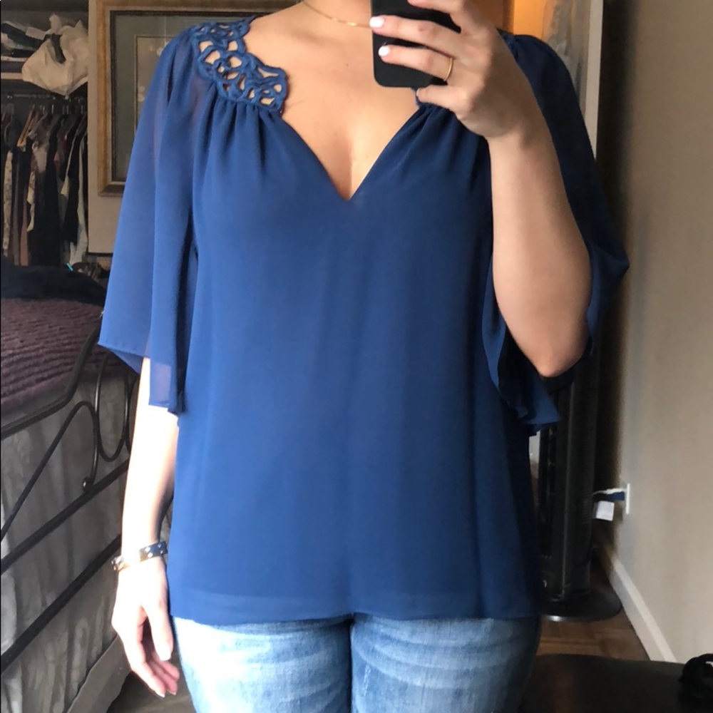 Blue silk blouse